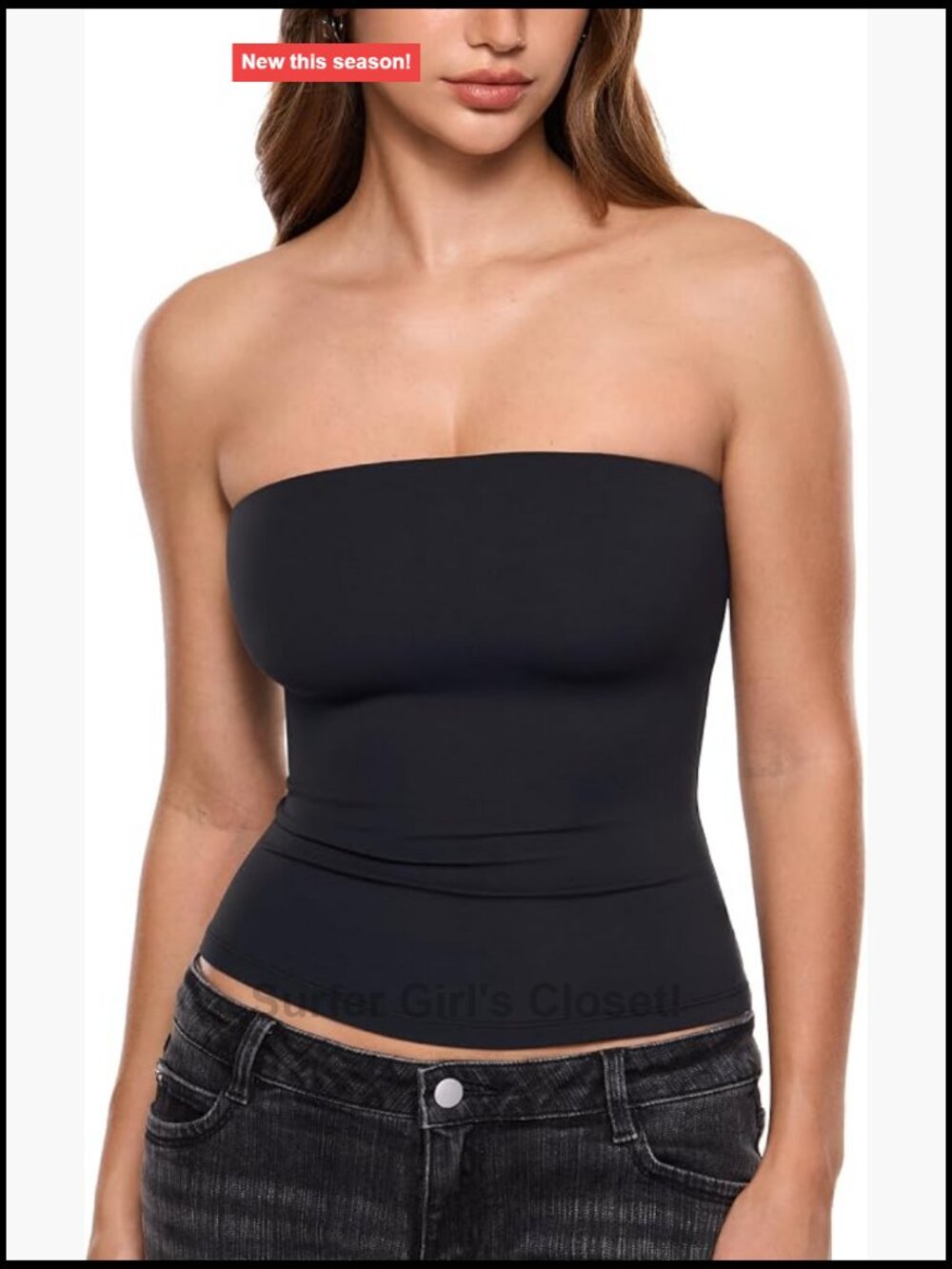 Padded Strapless Tube Top Built-In Bra Removable Pads Non-Slip Silicone Grip